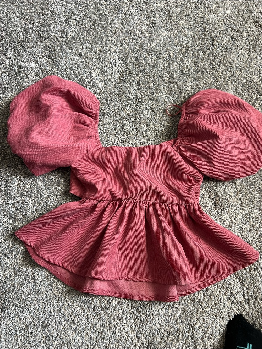 franki by Francesca's Dusty Rose Textured Puff Sleeve Top